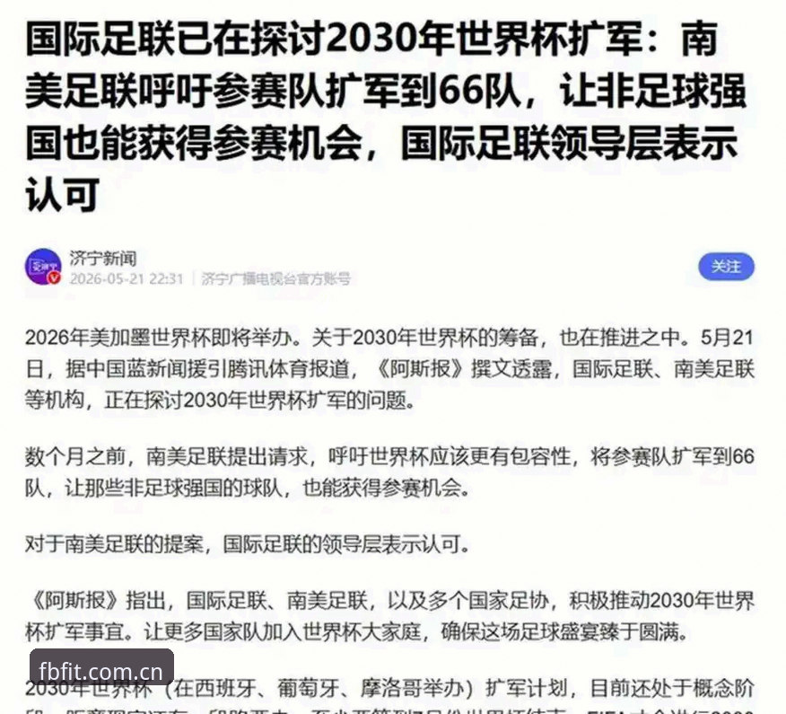 FB体育官网注册 解读2030年世界杯扩军66队:中国男足的入场契机与FB体育平台观赛实用指南